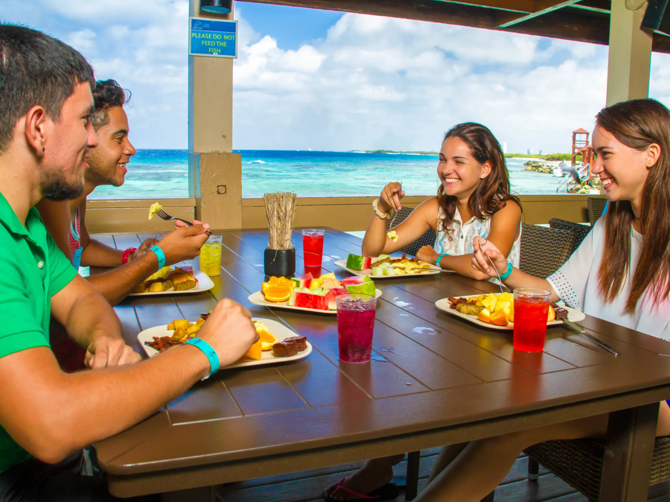 a group of people sitting at a table