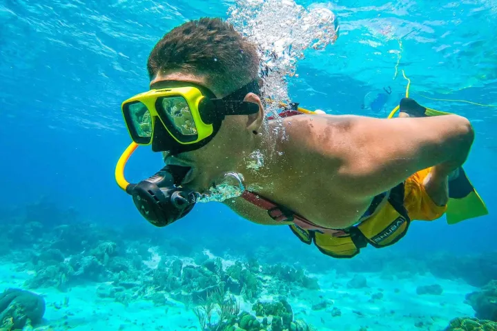 a person swimming in the water