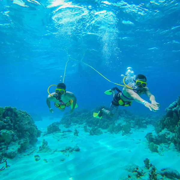 a man swimming in the water