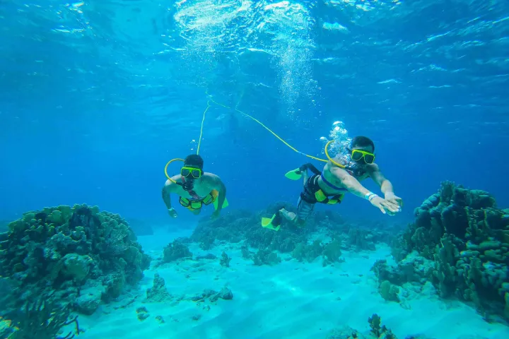 a man swimming in the water