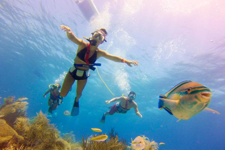 a group of people jumping in the air