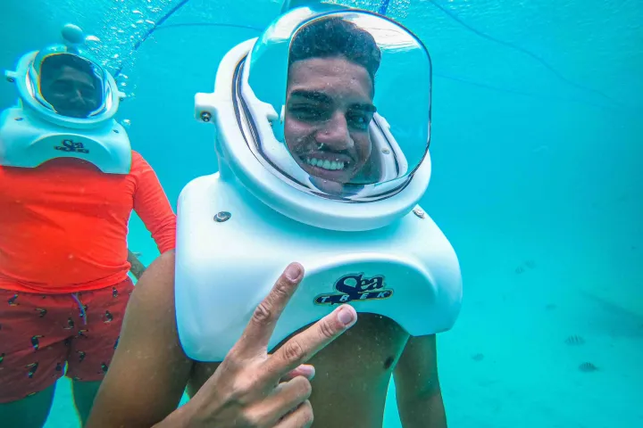 a person swimming in the water
